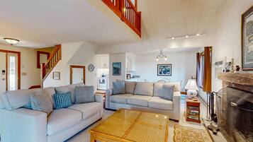 TV, fireplace, DVD player, video library