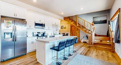 Ocean view home a block from the beach with two-story deck, firepit, large yard