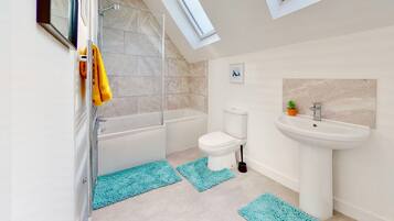 Combined shower/bathtub, hair dryer