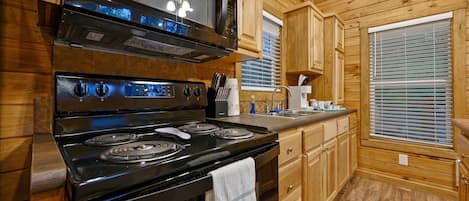 Oven, stovetop, dishwasher, coffee/tea maker