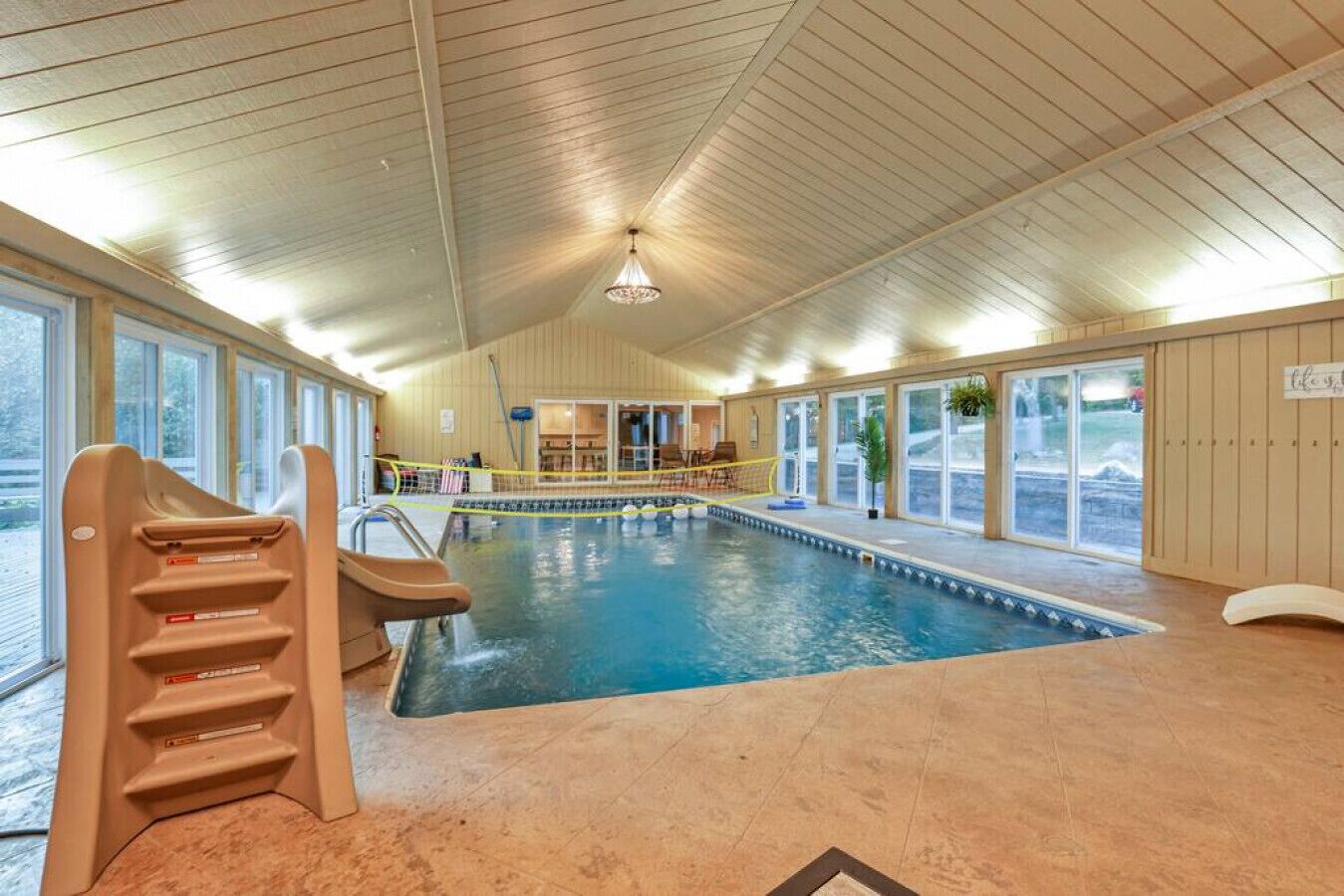 Indoor heated pool with water slide