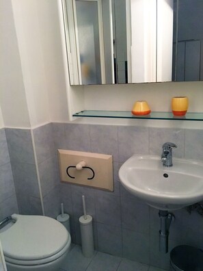 Ducha, secador de pelo, bidé y toallas