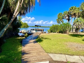 Property grounds - Private Oasis at the Beach with HEATED Pool, Dock and Boat…..Dolphin paradise! (Cocoa Beach)