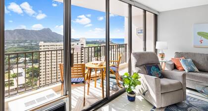 Spectacular High Floor Ocean View 1 Bedroom at Waikiki Banyan #2905 T-1