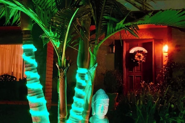 Look for Green neon lights to help guide you at night!