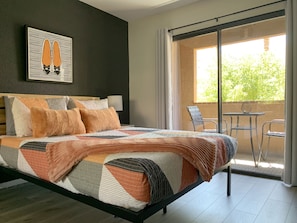 2 bedrooms, desk, iron/ironing board, travel crib
