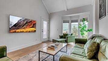 TV, fireplace, video games, stereo