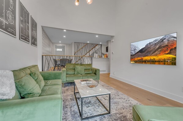 TV, fireplace, video games, stereo