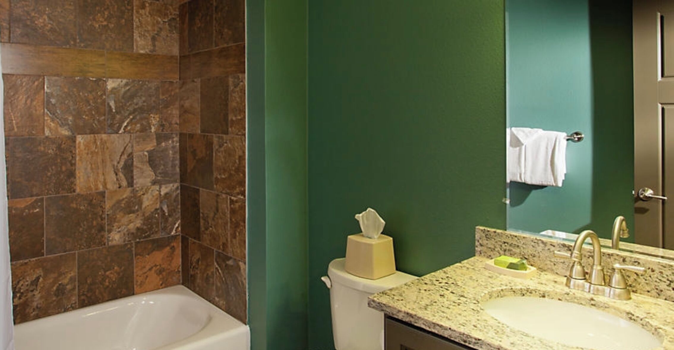 Combined shower/bathtub, hair dryer, towels, soap