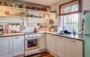 Fridge, oven, stovetop, coffee/tea maker