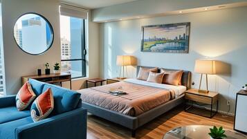 Studio Apartment | 2 chambres, literie hypoallergénique, couette en duvet d'oie