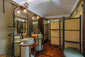 Separate tub and shower, jetted tub, hydromassage showerhead