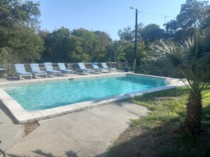 Outdoor pool - Large River Home with private pool, basketball court, private, pool table (McQueeney)