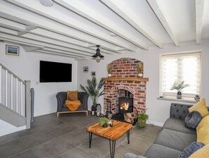 Televisión y chimenea 