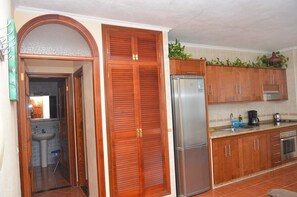 Fridge, oven, coffee/tea maker, electric kettle