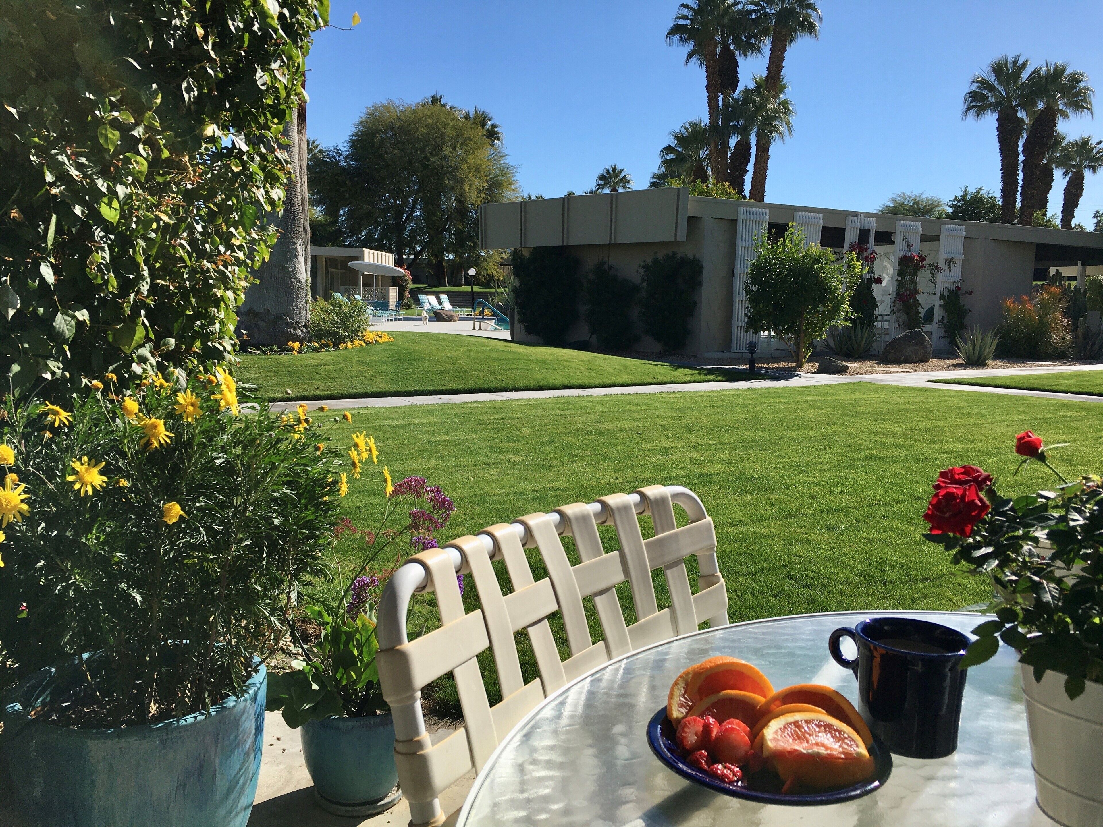Front patio offers privacy and beautiful views