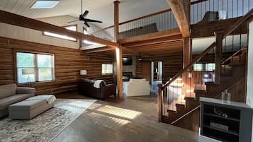 Smart TV, fireplace, video games, foosball