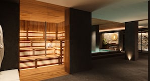 Sauna, hot tub, 3 treatment rooms, massages