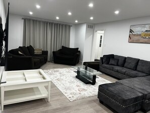 Smart TV, fireplace, table football, stereo