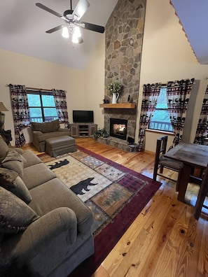 Smart TV, fireplace, video games, table football