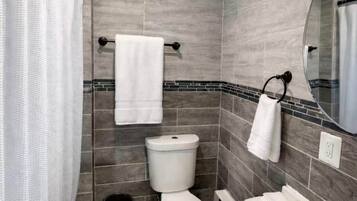 Combined shower/tub, hair dryer