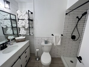 Shower, hair dryer, towels, soap - Three Oaks, Michigan.  Beautiful Southwestern Michigan (Three Oaks)