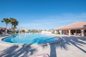 Outdoor pool, sun loungers