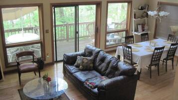 Smart TV, fireplace, video games, DVD player