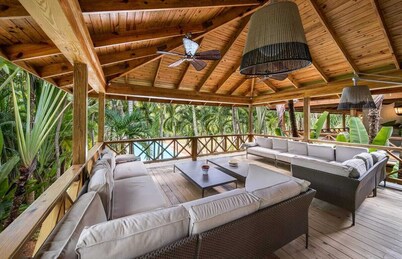 Walk to the beach from Tropical luxury Villa.