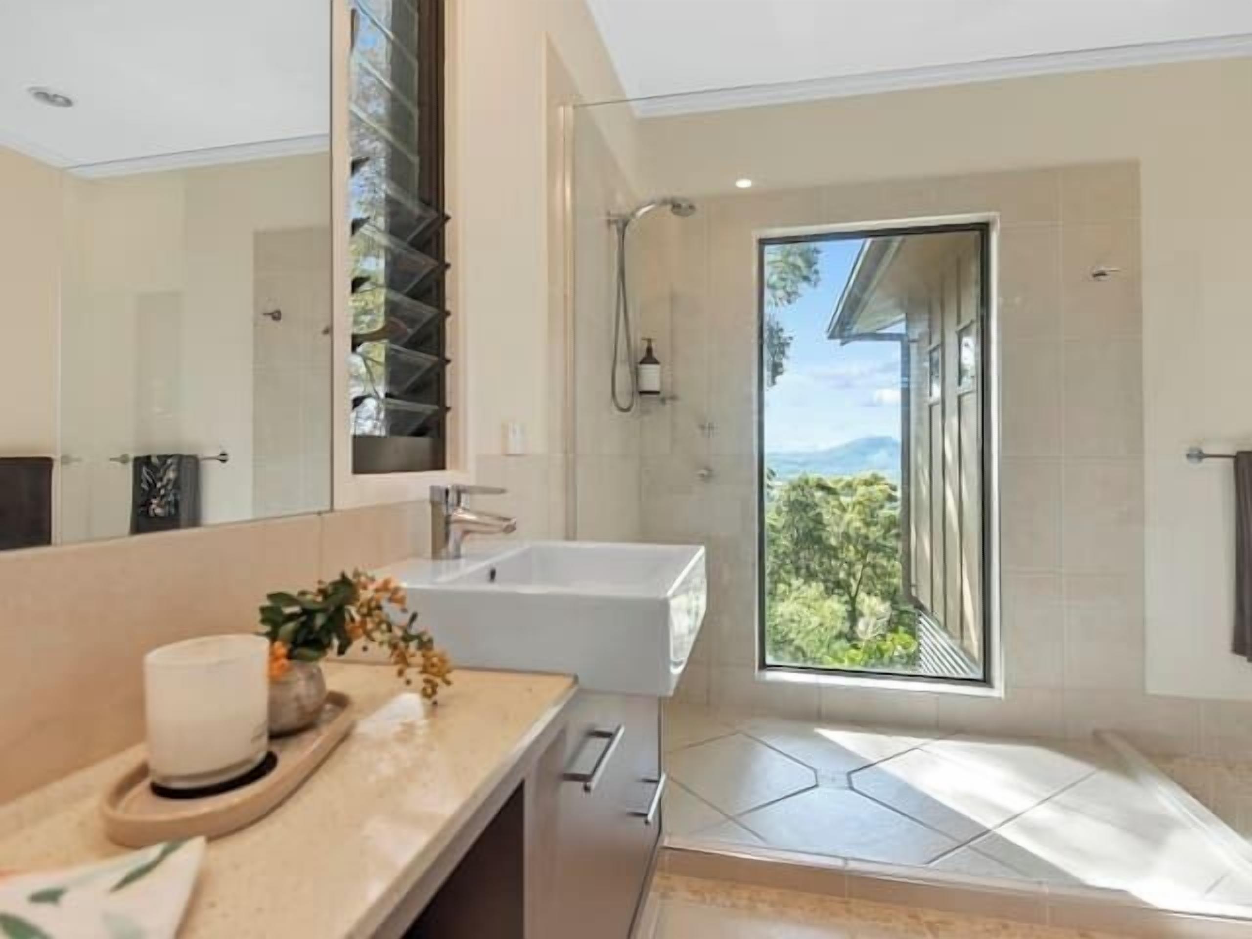 Bathtub, hair dryer, towels