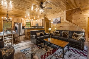 Smart TV, fireplace, video games, DVD player