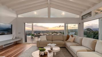 Smart TV, fireplace, stereo