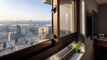 Minibar, caja fuerte, espacio para trabajar con un portátil
