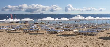 Beach nearby, sun-loungers