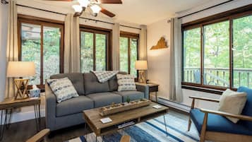 Smart TV, fireplace, Netflix, Hulu