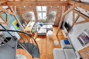 Premium Apartment, 1 Bedroom, Mezzanine | Living area | 42-inch flat-screen TV with cable channels, TV - Sopot Cosy ATTIC (Sopot)