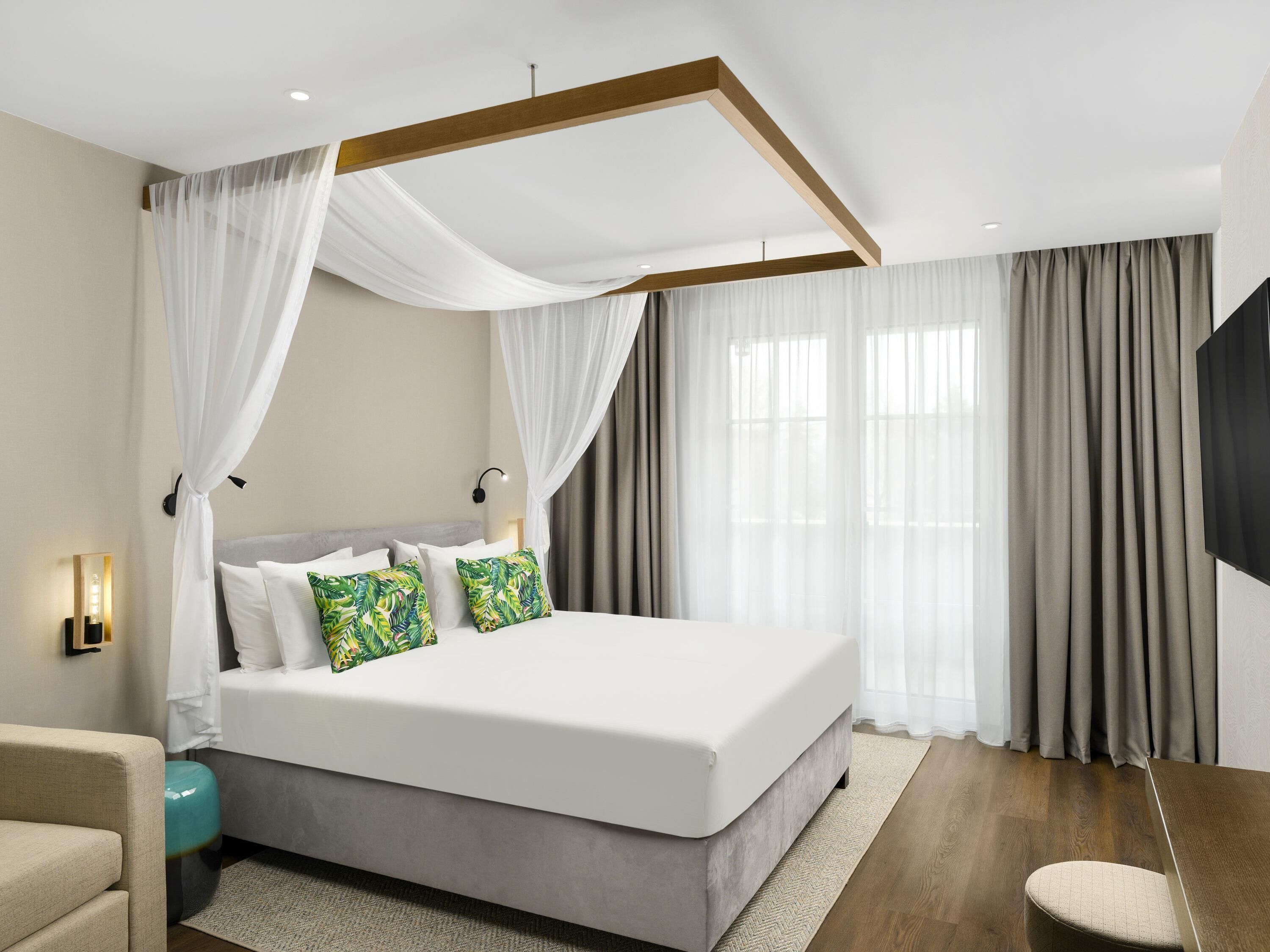 标准房, 1 张大床 | 防过敏的被褥、迷你吧、客房内保险箱、办公桌