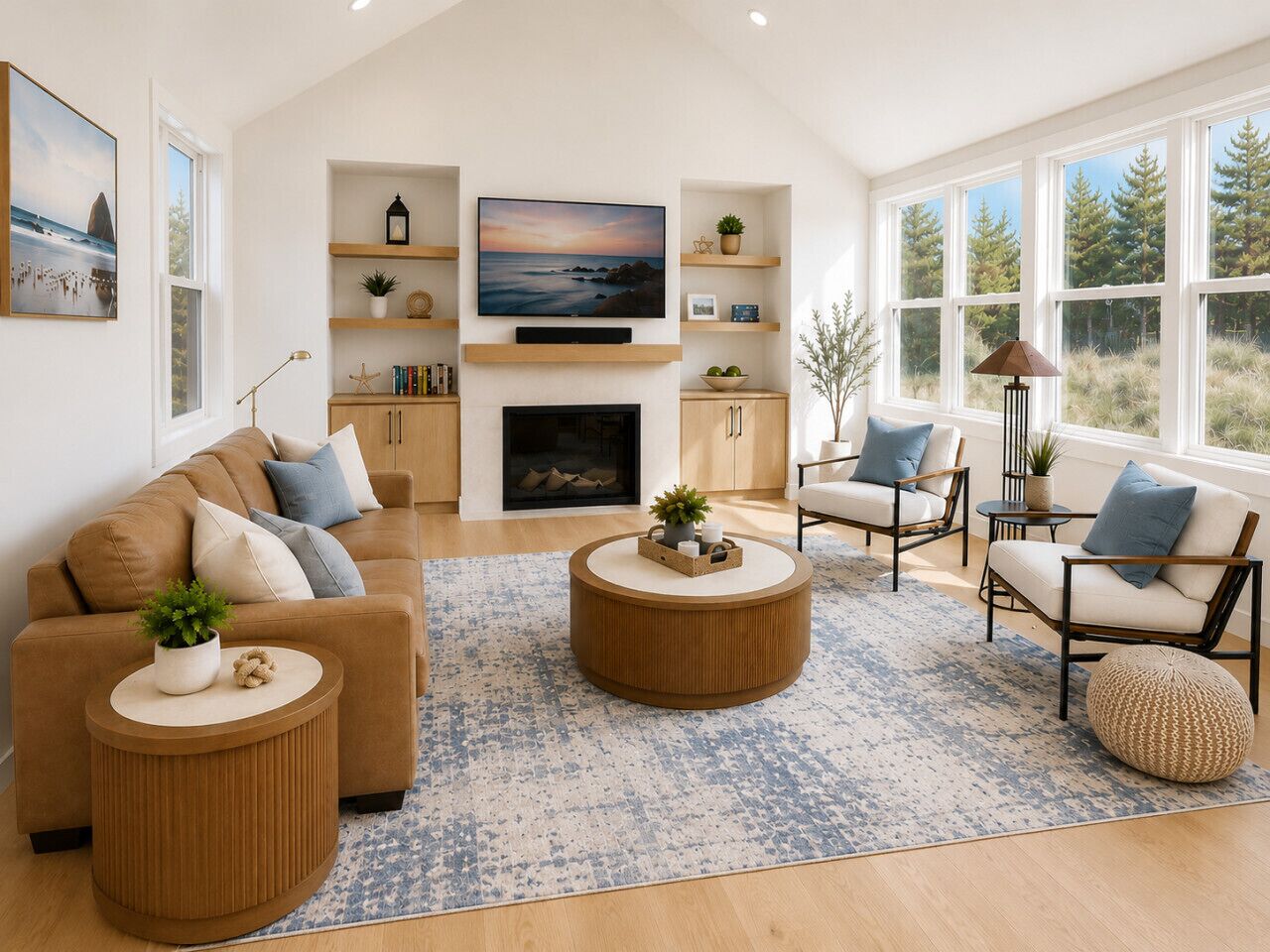 Smart TV, fireplace