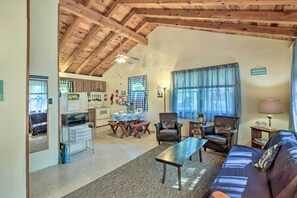Living area - 'The Den' Raymond Home w/ 200 Feet of Sandy Beach! (Raymond)