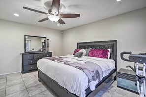 4 bedrooms, iron/ironing board, travel cot, WiFi