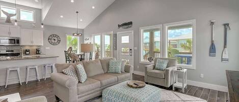 Flat-screen TV, streaming services, offices