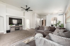 Smart TV, fireplace, video games, Netflix