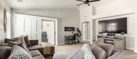 Smart TV, fireplace, video games, Netflix
