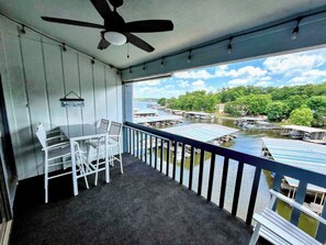 Outdoor dining - F Lakefront Condo Remolded Boat Slip, Patio Views, Sleeps 4, Pool, Kitchen WI-FI (Osage Beach)