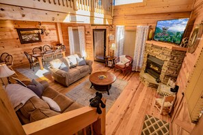 Smart TV, fireplace, DVD player