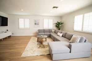 Smart TV, fireplace, video-game console, stereo