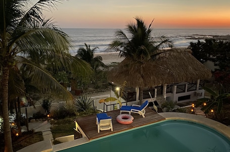Outdoor pool. Beachfront villa is settled in Playa Agua Blanca 25 min from Puerto Escondido.