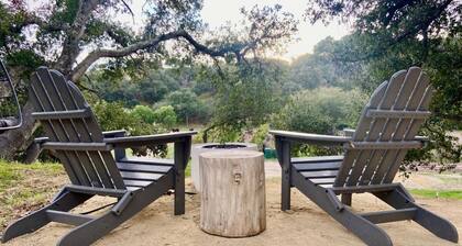 The Spartan is a fun 1950's vintage trailer under oak trees overlooking a 1 acre organic farm!