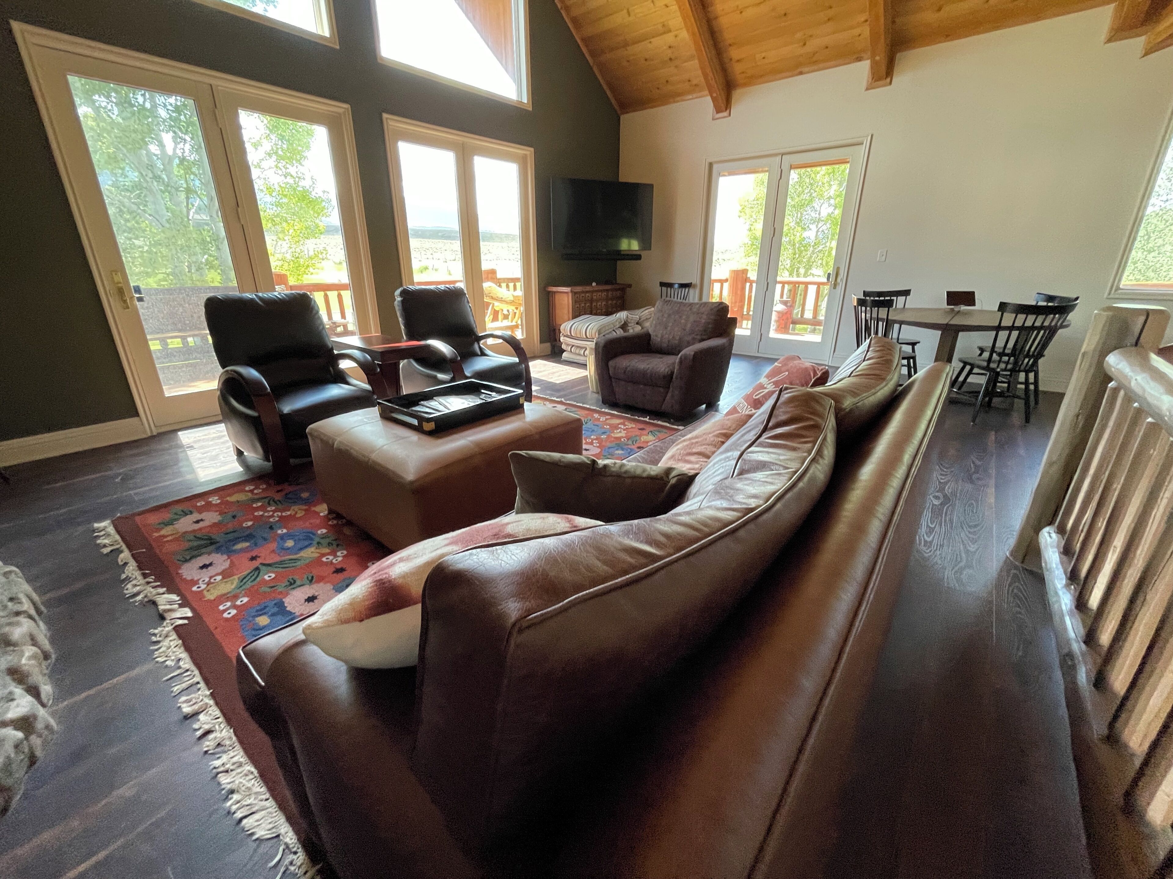 Smart TV, fireplace, video games, DVD player