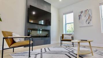TV, fireplace, offices